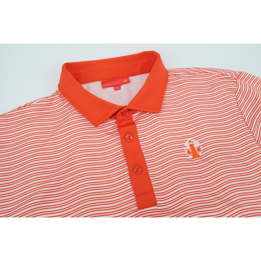 Redvanly Brewer Polo Mens XL Orange White Striped Performance Golf Shirt